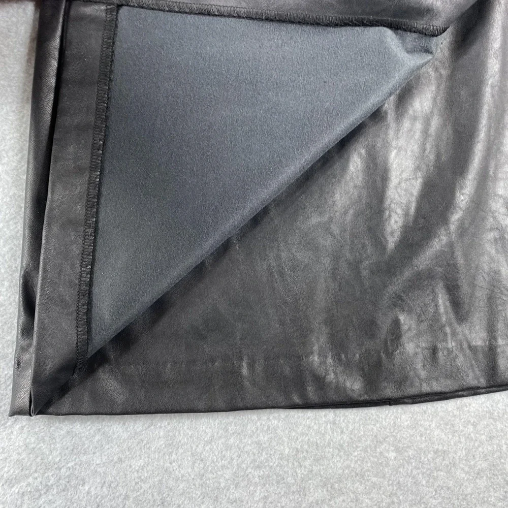 Bar‎ III Skirt Womens XS Black Faux Leather Asymmetrical Pencil Midi High Waist